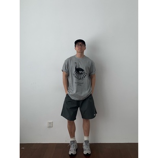 Daily 1|十足鸟印花短袖日系复古休闲圆领纯色短t古着感竹节棉T恤