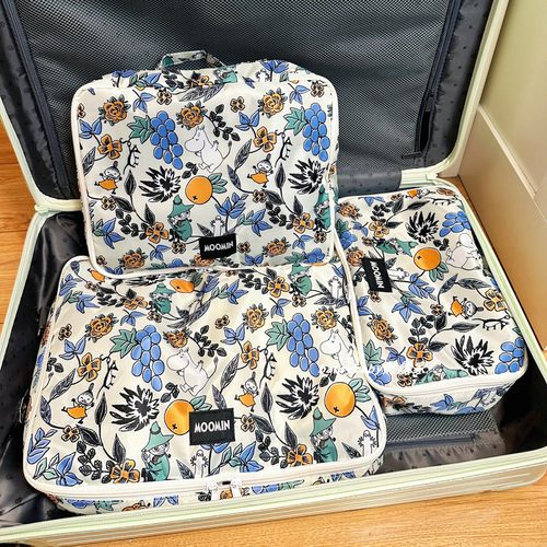 日系可爱姆明收纳三件套手提旅行衣物整理袋鞋子分装收纳包