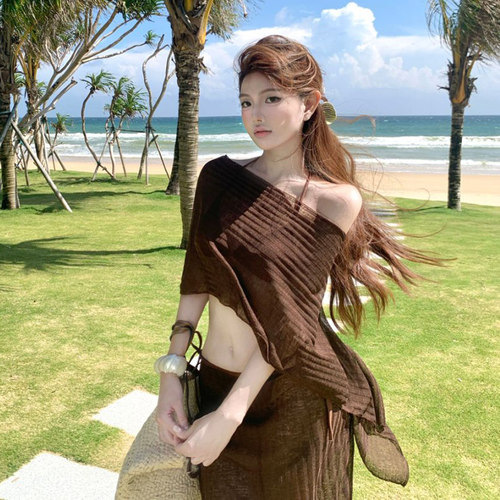 海岛度假长裙比基尼分体泳衣女