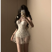 原创新款 连体吊带泳衣女辣妹性感纯欲露背钢托聚拢高级感小胸ins