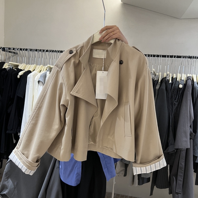 短款女士风衣2025年春季新款韩版时尚英伦风休闲卡其色小个子外套