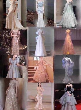 礼服出租生日轻奢小众主持人走秀晚宴聚会气质高端修身鱼尾晚礼服