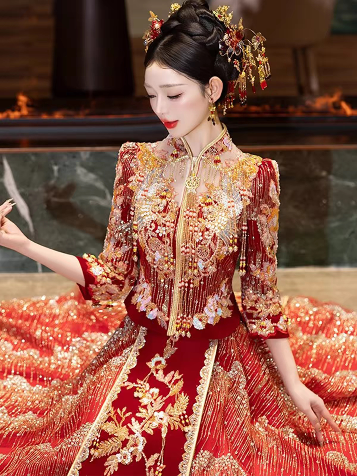 出租夏季秀禾服新娘2026新款新中式婚纱大码出阁服敬酒服嫁衣礼服图片