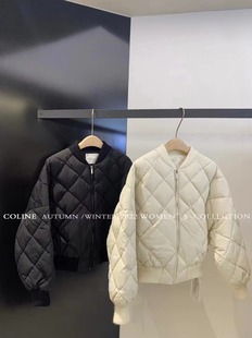 coline 简约ins风落肩毛织拼接羽绒夹克 广州uus2022年冬新款 经典
