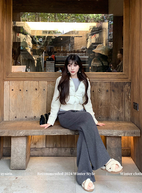 alwaysiris 媛鸢/2024aw 简约小众针织拼接可立领翻领轻薄羽绒服