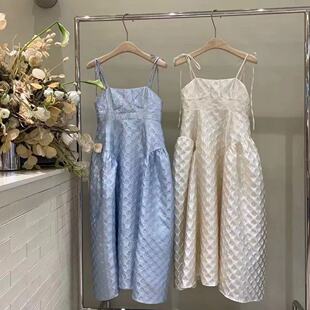 alwaysiris 媛鸢/2021春coline时尚立体设计感中长款吊带连衣裙