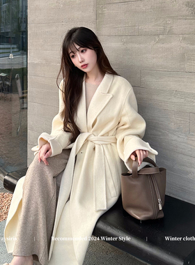 alwaysiris 媛鸢/Classy雅致轮廓 2024aw澳毛纽扣腰带羊绒大衣