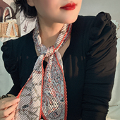 长条百叶压皱领巾发带绑发飘带系包包装 饰多功能遮颈带配裙子领巾