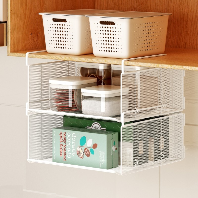 厨房橱柜收纳筐悬挂分层多功能下挂篮吊柜挂架家用宿舍衣柜置物,收纳整理,整理架/置物架/收纳架,淘宝优惠券,粉丝福利购,淘宝优惠卷