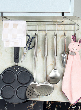 免打孔厨房挂钩神器304不锈钢吊柜收纳架橱柜下悬挂式挂勾置物架