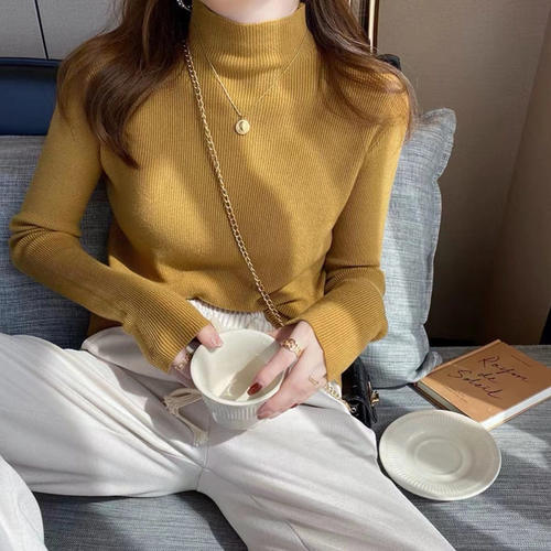 半高领软糯打底衫女春秋