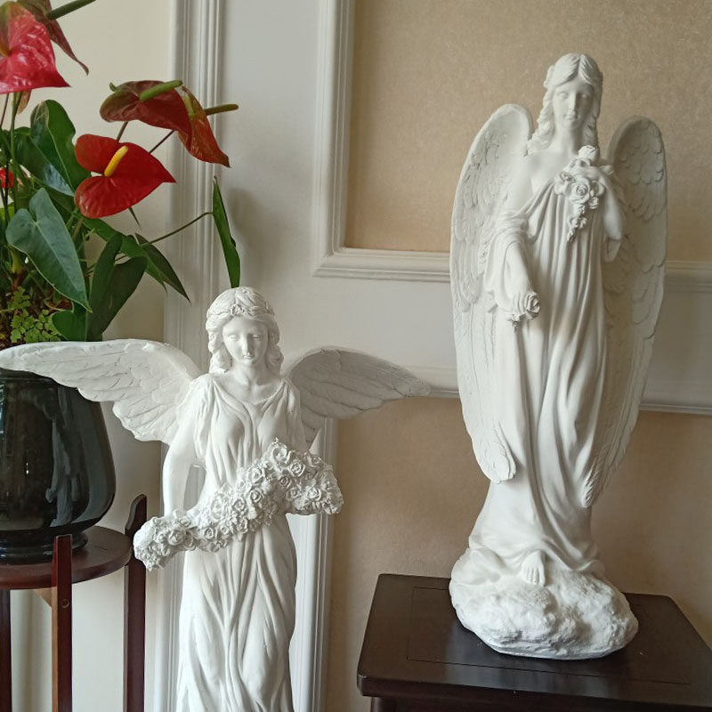 欧式复古花盆人物艺术天使雕塑女神雕像家居罗马柱装饰落地大摆件