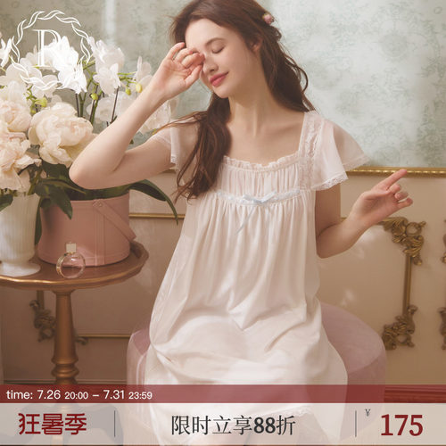 RoseTree复古甜美假两件纯棉睡裙