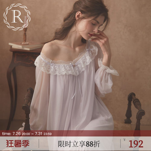 RoseTree唯美宫廷风柔纱睡裙长袖