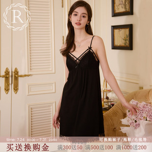 RoseTree吊带睡裙女夏季 性感蕾丝法式 纯欲风睡衣带胸垫2025年新款