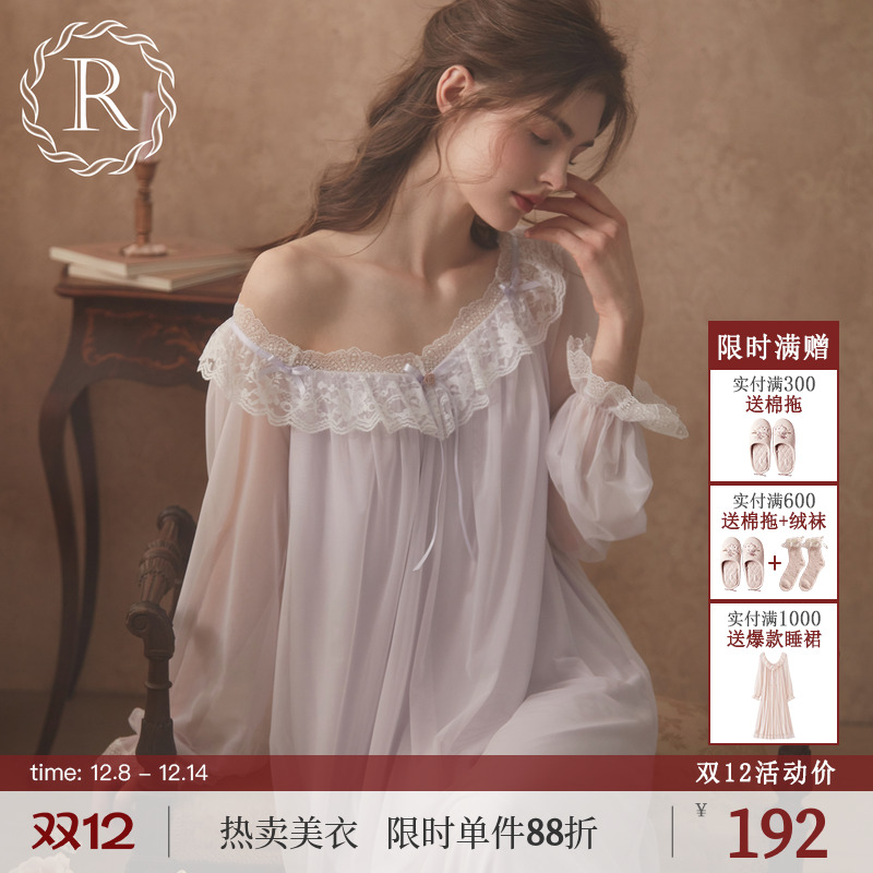 RoseTree唯美宫廷风柔纱睡裙长袖