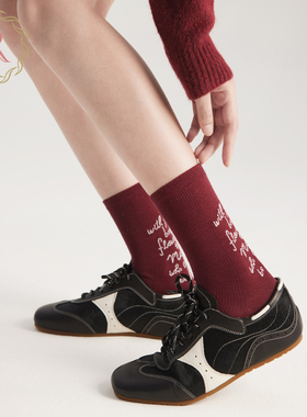 RoseTree袜子女2025新款爆款红色中筒袜秋季防臭棉袜长袜配勃肯鞋