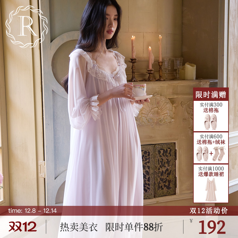 RoseTree宫廷风柔纱睡裙长袖睡裙