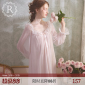 RoseTree冰丝睡裙女春秋长袖 夏 蕾丝性感宫廷公主纯欲睡衣2026新款