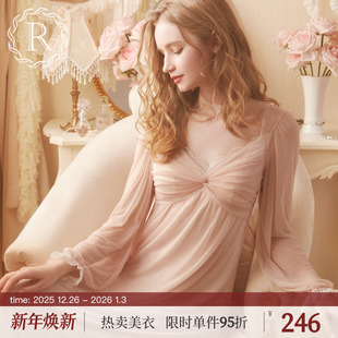蕾丝公主风睡衣带胸垫2025年新款 RoseTree性感睡裙女春秋长袖 长款
