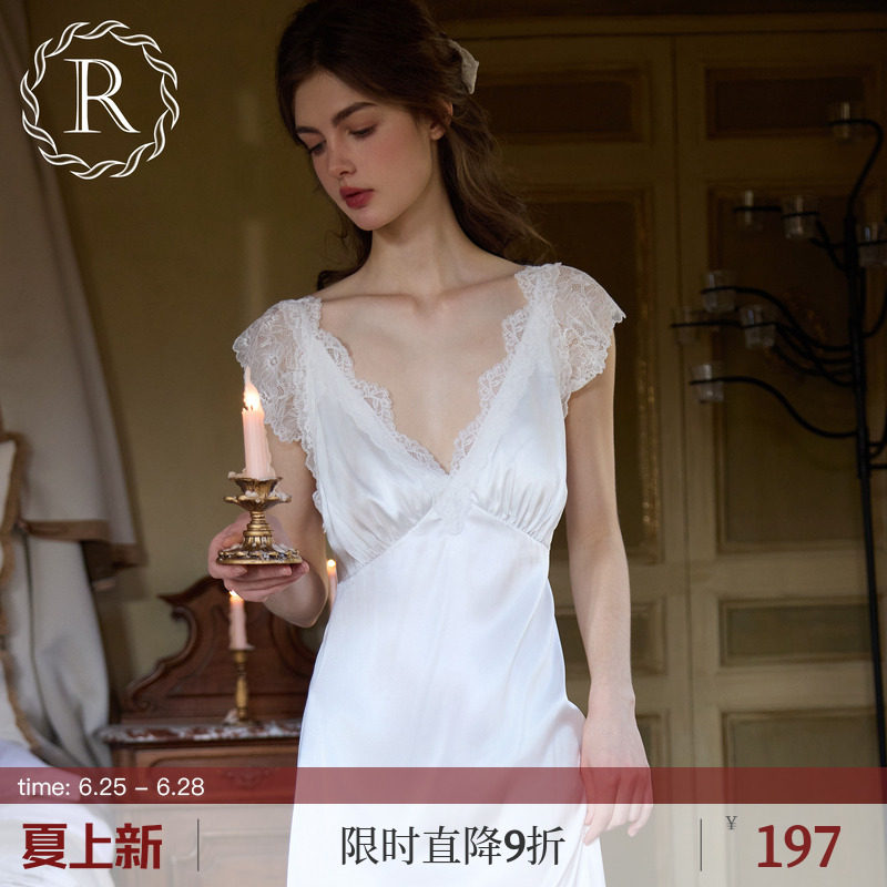 RoseTree吊带睡裙女款夏季法式性感蕾丝仿真丝睡衣2026新款带胸垫