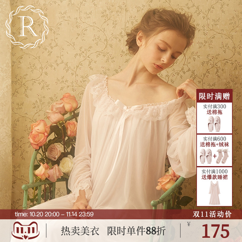 rosetree宫廷睡裙复古蕾丝家居服