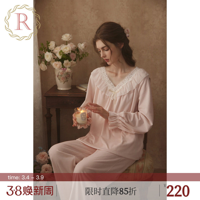 RoseTree薄绒睡衣女款秋冬季宫廷公主风珊瑚绒毛绒家居服套装冬天