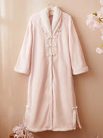 RoseTree Coral velvet bathrobe for women in winter, a long, new Chinese-style flannel nightgown with a high-end feel thumbnail 7