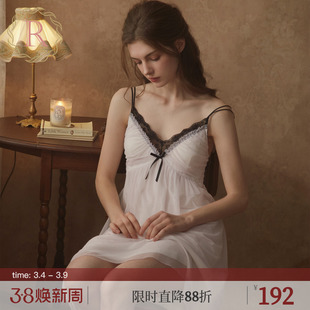 RoseTree性感吊带睡裙女士夏季蕾丝纯欲高级感独特绝美睡衣带胸垫
