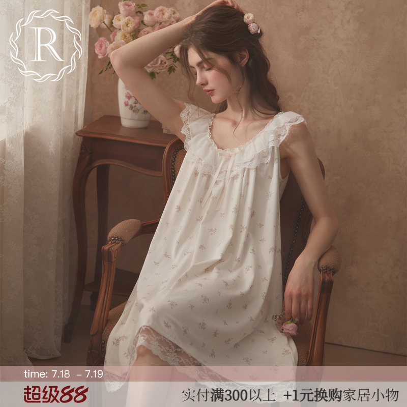 RoseTree法式复古甜美吊带睡裙