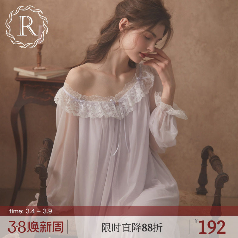 RoseTree宫廷风睡裙女士春秋季长袖法式蕾丝性感公主睡衣2026新款