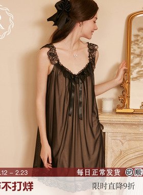 RoseTree吊带睡裙女款夏季蕾丝黑色法式性感纯欲宫廷公主睡衣新款