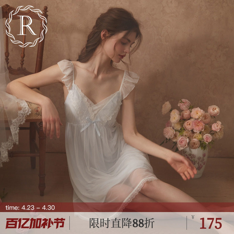 RoseTree吊带睡裙女士夏季法式蕾丝性感纯欲风睡衣2026新款带胸垫