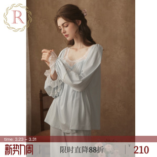 带胸垫春装 RoseTree宫廷风睡衣女春秋长袖 套头独特绝美家居服套装