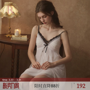 RoseTree性感吊带睡裙女士夏季 蕾丝纯欲高级感独特绝美睡衣带胸垫