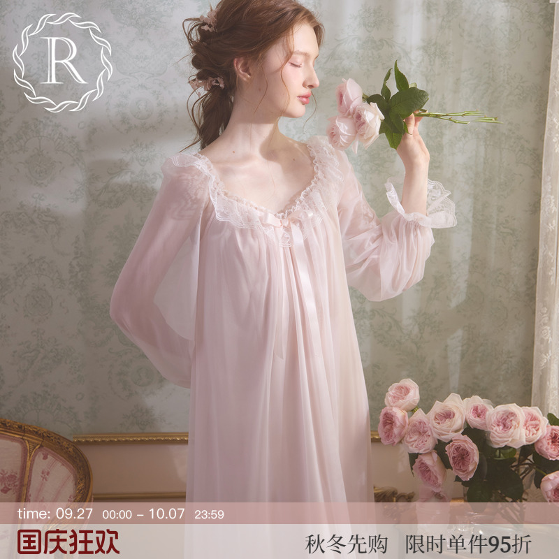 RoseTree冰丝复古公主风睡裙