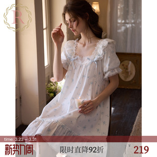 甜美可爱少女宫廷公主风睡衣夏天 短袖 RoseTree蕾丝睡裙女款 夏季