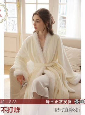 RoseTree珊瑚绒睡袍女款冬季加绒加厚浴袍长款法兰绒睡衣2025新款