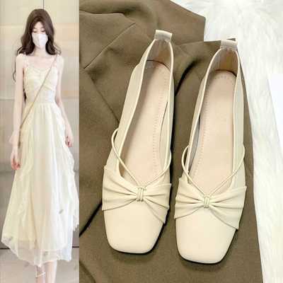 一脚蹬真皮细跟百搭单鞋法式