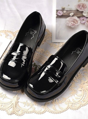 原创校供学院风小皮鞋低跟日系圆头JK制服鞋正统基础款一脚蹬女鞋