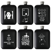 6盎司黑色哑光方形英文创意搞笑不锈钢酒壶LOGO定制6oz Flask Hip