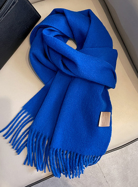 围巾女款2025新款冬女生羊毛蓝色红色时尚洋气高档围巾轻奢高级感