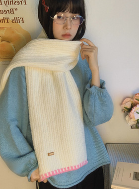 围巾女款2025新款冬披肩女生红色蓝色时尚洋气高档围巾韩系氛围感