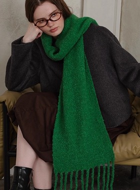 围巾女款2025新款冬披肩羊毛绿色蓝色时尚洋气高档围巾轻奢高级感