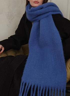 围巾女款2025新款冬披肩羊毛红色蓝色时尚洋气高档围巾韩系氛围感