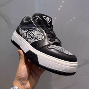 GF品牌男鞋2025秋冬厚底休闲鞋拼接轻奢花色设计感休闲舒适板鞋男