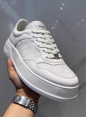 V-LAX品牌男鞋2025夏季新款时尚提花百搭小白鞋厚底增高运动板鞋