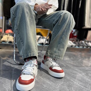 2025春季新款 GF品牌时尚厚底拼色休闲板鞋真皮潮流轻便运动男鞋