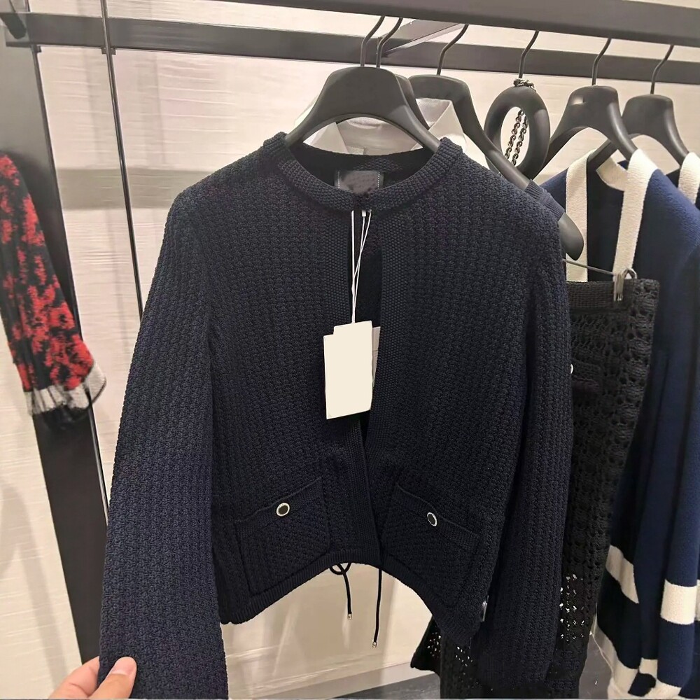 南油高定26C小香风双C圆领针织开衫抽绳收腰优雅显瘦松弛女上衣潮