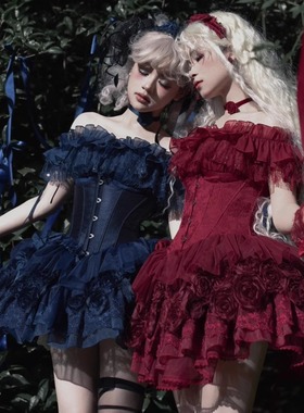 【禁地玫瑰】现货 lolita一字领内搭狗短sk束腰生日成人礼